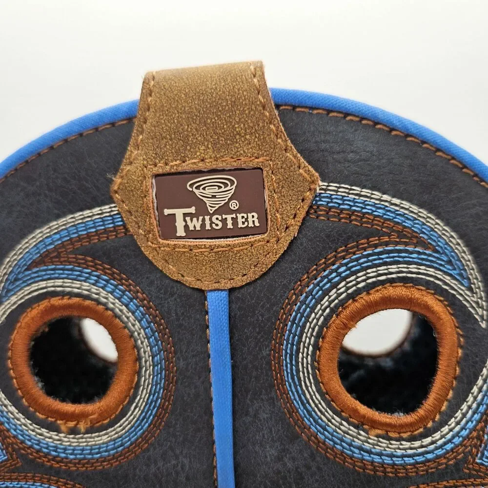 Twister Kids' Size 3 Square-Toe Brown & Blue Cowboy Western Boots Toddler